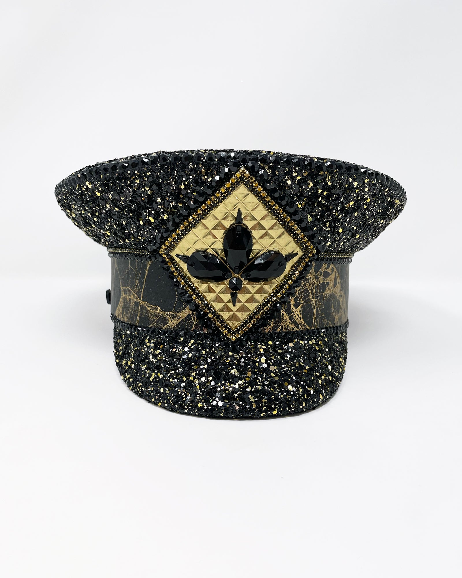 HOORAY HENRI Los Angeles  Black and Gold Anchor Beaded Fabulous Captain Hat Tall Hat - Black/ Antique Gold Smooth Velvet – Tall Toad main image 2