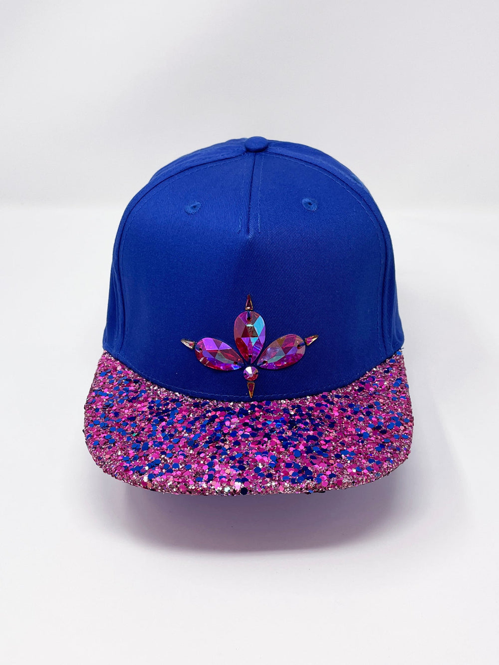 Royal Blue & Pink/Blue Glitter Mix Snapback - Misshaped