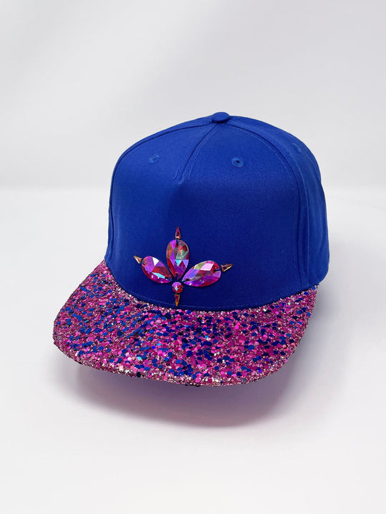 Royal Blue & Pink/Blue Glitter Mix Snapback - Misshaped