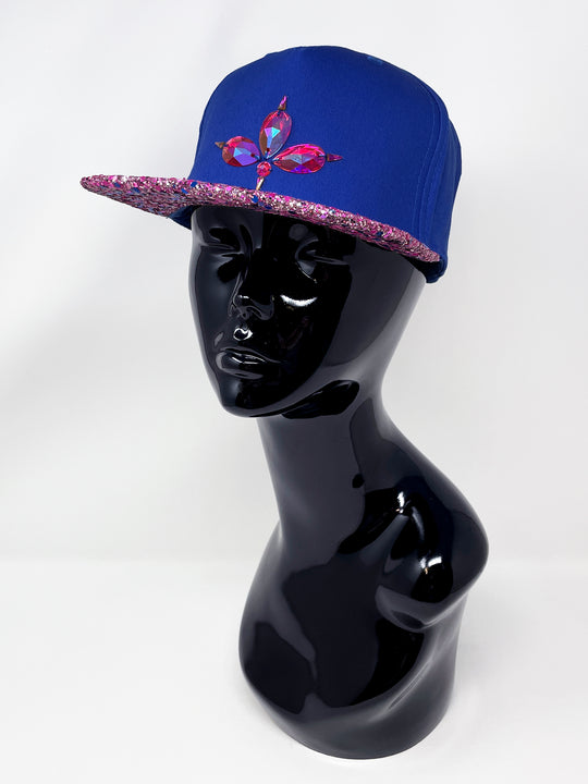 Royal Blue & Pink/Blue Glitter Mix Snapback - Misshaped