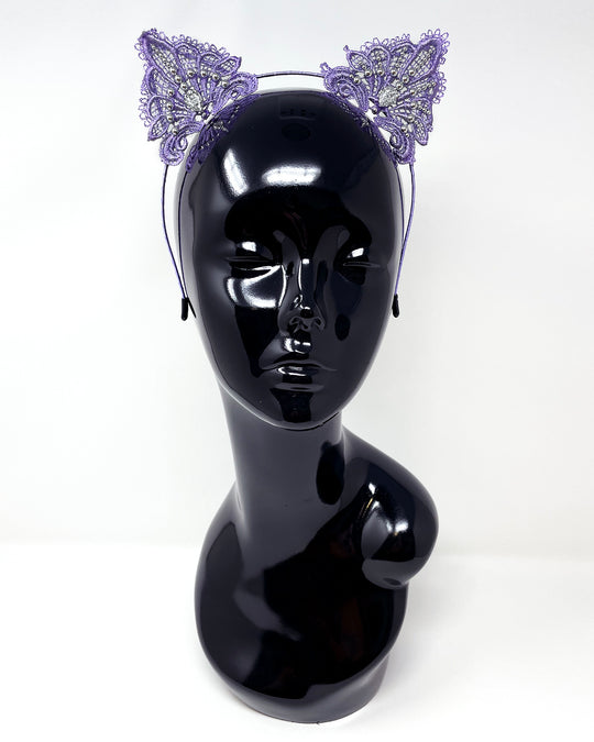Purple Silver Lace Cat Ears