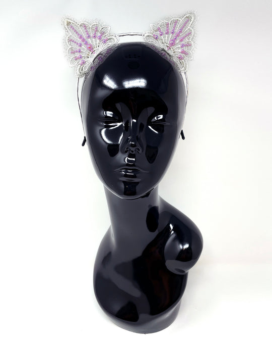 White Pink Lace Cat Ears