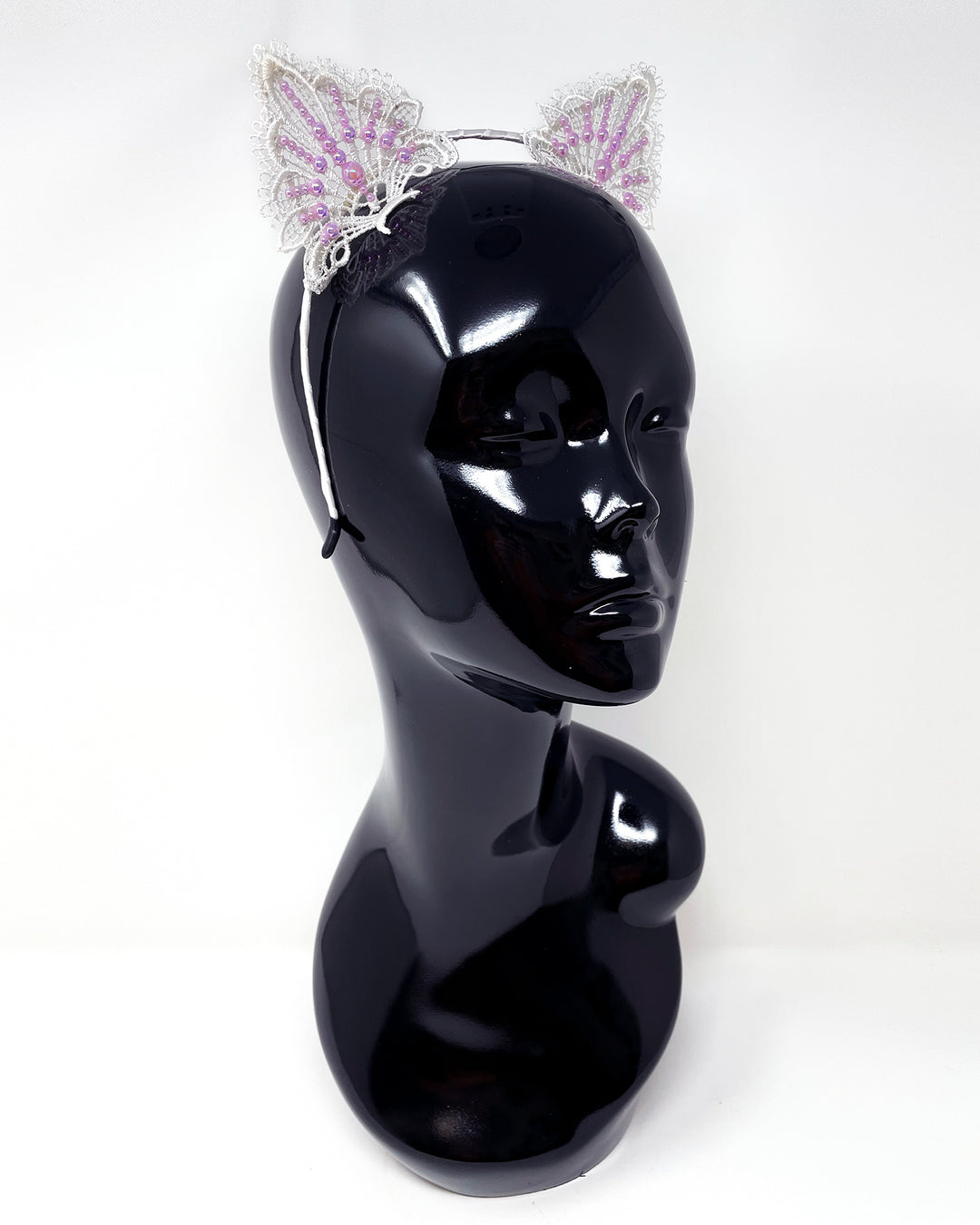 White Pink Lace Cat Ears