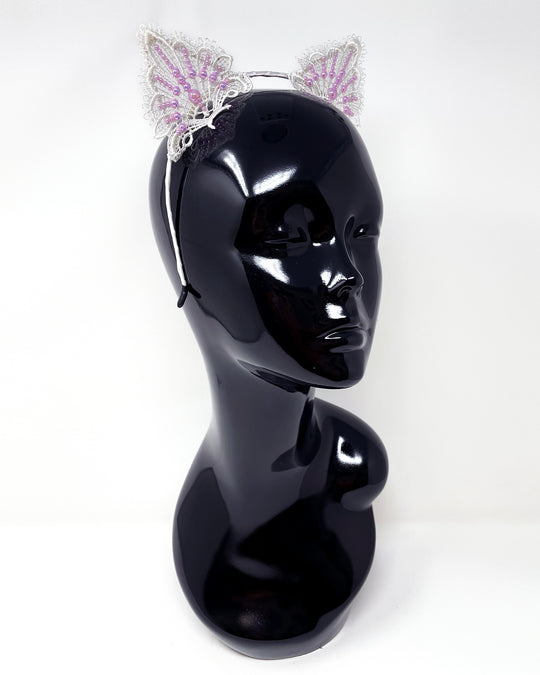 White Pink Lace Cat Ears