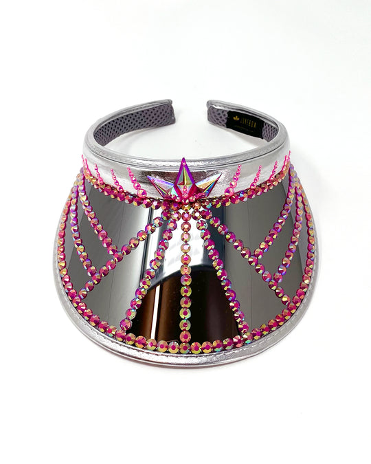 Silver Pink Spike Disco Visor